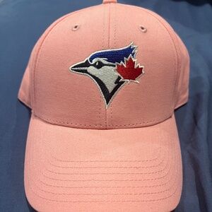 Pink blue jay hat